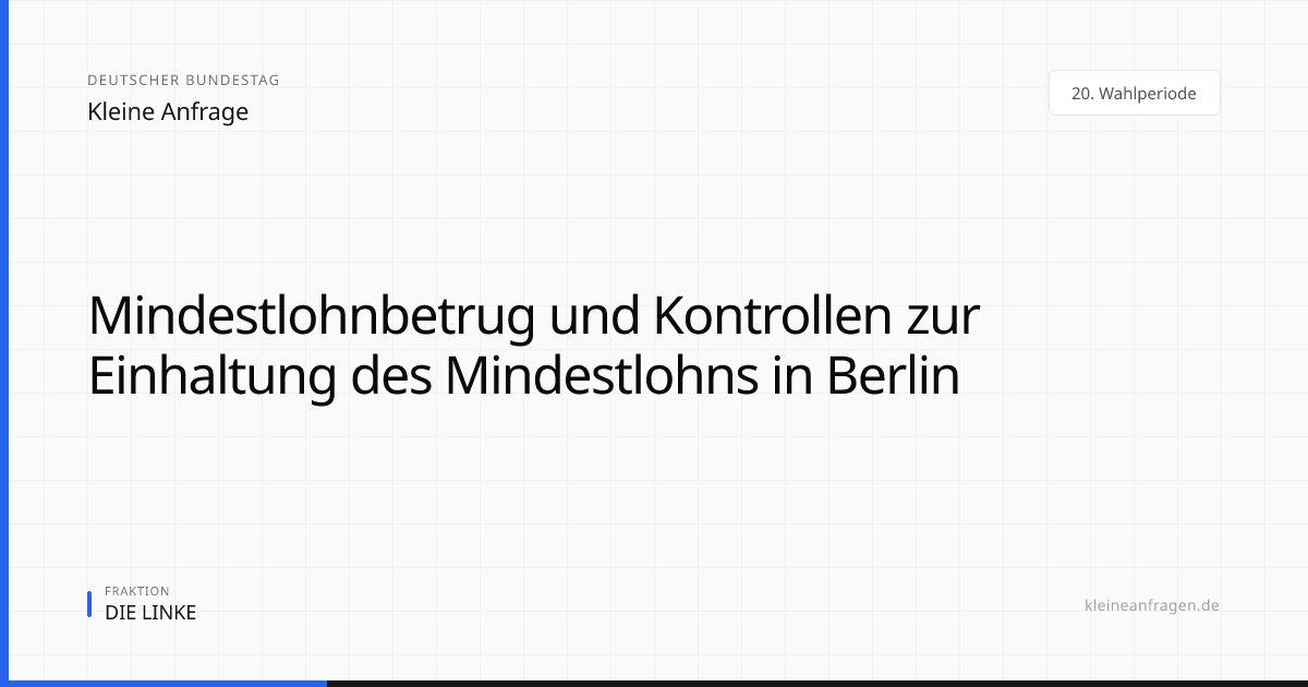 Mindestlohnbetrug und Kontrollen zur Einhaltung des Minde... | Kleine ...