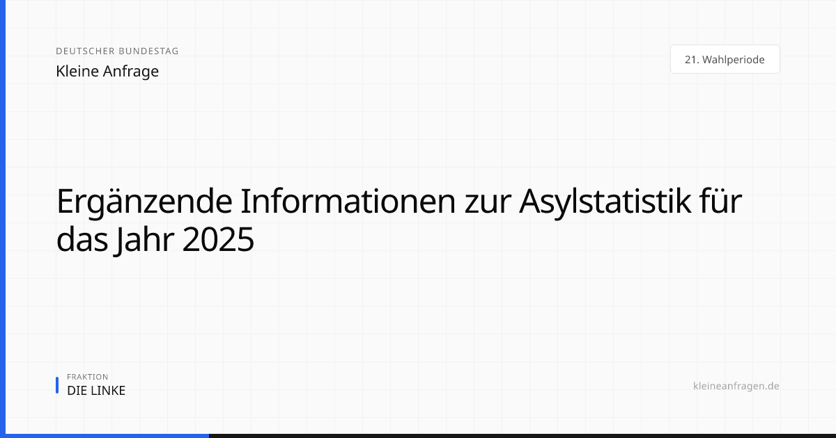 Ergänzende Informationen zur Asylstatistik für das Jahr 2025 | Kleine ...
