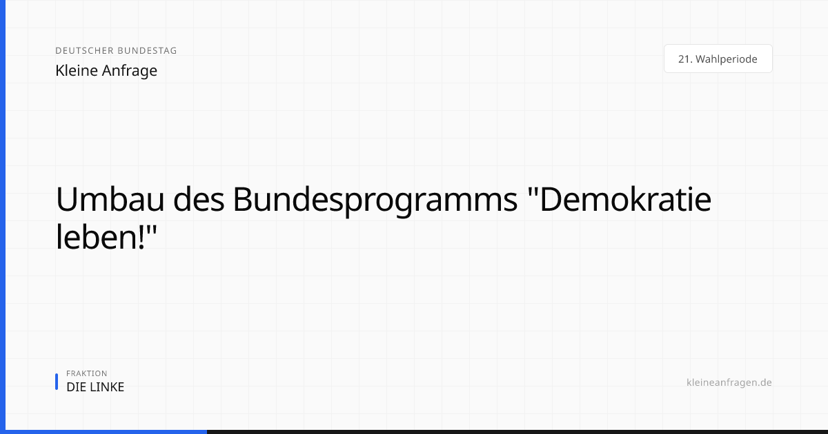 Umbau des Bundesprogramms 